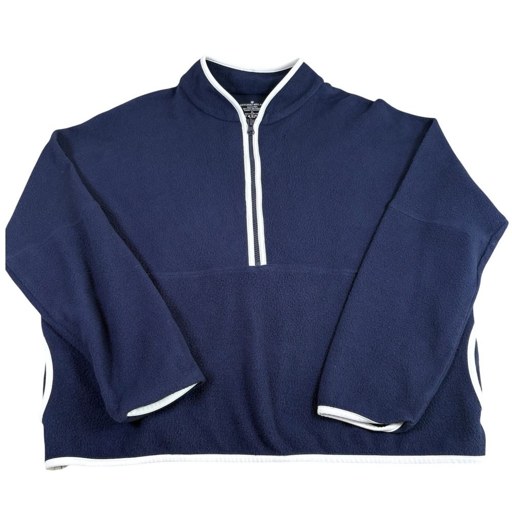 Antonio Melani Fleece Pullover Womens XL Navy Blue Quarter Zip Casual Cozy